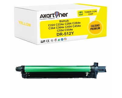 PREMIUM Compatible Konica Minolta DR512 Amarillo Tambor de Imagen DR512Y / A2XN0TD (Drum) para bizhub C224 C224e C284 C284e C364 C364e C454 C454e C554 C554e