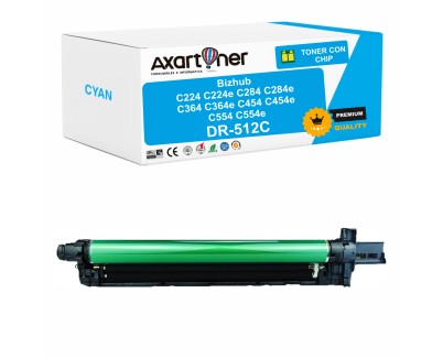 PREMIUM Compatible Konica Minolta DR512 Cyan Tambor de Imagen DR512C / A2XN0TD (Drum) para bizhub C224 C224e C284 C284e C364 C364e C454 C454e C554 C554e