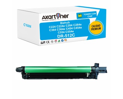 PREMIUM Compatible Konica Minolta DR512 Cyan Tambor de Imagen DR512C / A2XN0TD (Drum) para bizhub C224 C224e C284 C284e C364 C364e C454 C454e C554 C554e