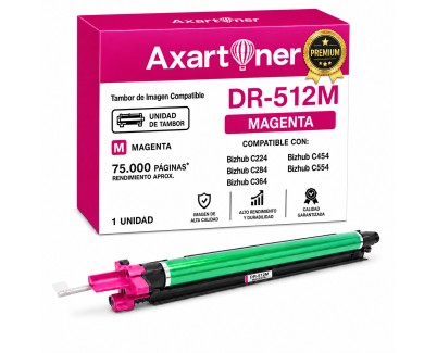 PREMIUM Compatible Konica Minolta DR512 Magenta Tambor de Imagen DR512M / A2XN0TD (Drum) para bizhub C224 C224e C284 C284e C364 C364e C454 C454e C554 C554e