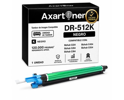 PREMIUM Compatible Konica Minolta DR512 Negro Tambor de Imagen DR512K/ A2XN0RD (Drum) para bizhub 224e 284e 364e C224 C224e C284 C284e C364 C364e C454 C454e C554 C554e