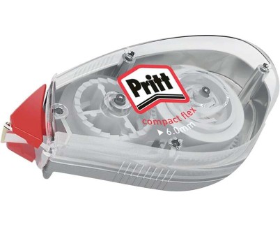 Pritt Compact Flex Cinta Correctora 6mmx10m - Punta Flexible - Correcion Suave y Limpia - Correccion en 2 Sentidos - Capuchon Protector