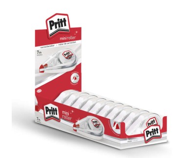 Pritt Mini Roller Expositor de 10 Correctores 4.2mm x 7m - Compacto y Ergonomico - Punta Flexible de Alta Precision - Compatible con todo Tipo de Papel