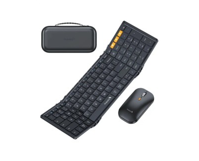 ProtoArc XKM01 Combo Teclado Portatil Plegable en Triptico + Raton - Bluetooth - Teclado Numerico - Conexion de hasta 3 Dispositivos - Color Negro