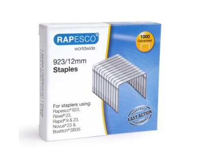 Rapesco Caja de 1000 Grapas 923/12 - Alambre Reforzado Galvanizado - Patilla de 12mm
