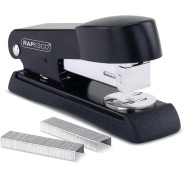 Rapesco Minno 526 Grapadora Metalica de Sobremesa - Hasta 20 Hojas - Grapas 22/6, 24/6, 26/6 - Grapado Cerrado y Abierto - Color Negro