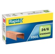 Rapid Confort Caja de 1000 Grapas 24/6 - Hasta 20 Hojas - Alambre Flexible Cobreado - Patilla de 6mm