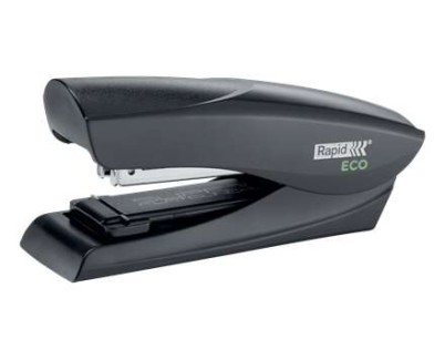 Rapid Eco Grapadora de Sobremesa 24/6, 26/6 - Grapa hasta 25 Hojas - Grapado Plano y Clavado - Fabricado con un 74% de Plastico Reciclado Postconsumo - Color Negro