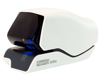 Rapid Grapadora Electrica Supreme 5025E - 25 Hojas - Carga de Cartucho - Dise&ntilde;o Excepcional - Blanco Grapa - Tecnologia de Grapado Plano - Cartucho Incluido - Enchufe Europeo Estandar