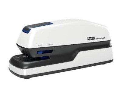 Rapid Optima GripE Grapadora Electrica de Sobremesa + Caja de 1000 Grapas - Hasta 20 Hojas - Utiliza Grapas Optima 56 - Color Gris/Negro