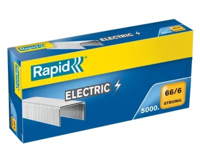 Rapid Strong Caja de 5000 Grapas 66/6 Electric - Para Grapar hasta 20 Hojas - Alambre Reforzado Galvanizado - Patilla de 6mm