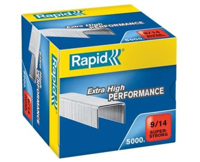 Rapid Super Strong Caja de 5000 Grapas 9/14 - De 80 a 110 Hojas - Alambre Galvanizado Superreforzado - Patilla de 14mm