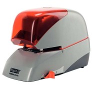 Rapid Supreme 5080e Grapadora Electrica de Sobremesa + Cartucho de 5000 Grapas - Grapa hasta 80 Hojas - Profundidad de Grapado Ajustable hasta 50mm - Color Gris/Naranja