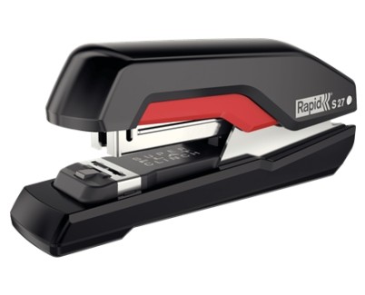 Rapid Supreme S50 Grapadora de Sobremesa - Hasta 50 Hojas - Para Grapas 24/6-8+, 26/6-8+ - Grapado Plano y Clavado - Color Negro/Rojo