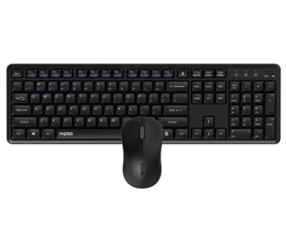 Rapoo 8150M Silent Pack Teclado + Raton Inalambricos - Bluetooth y 2.4GHz -  Raton 1300 DPI - Autonomia hasta 12 Meses - Color Negro