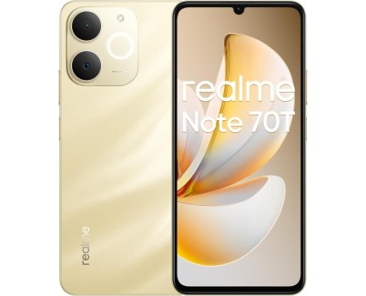 Realme Note 70T Smartphone Pantalla Amoled 6.75\"- 90Hz - 4GB - 256GB - Bateria 6000mAh - Color Dorado