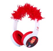 Redlox by Chuster Tuber Auriculares Bluetooth 5.3 con Pelo - Altavoz 30mm - Bateria 200mAh - Autonomia hasta 24h - Alcance 10m - 32Ohm - Sensibilidad 82dB - Color Blanco y Rojo