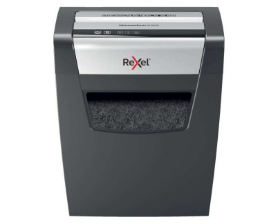 Rexel Momentum x312 Destructora de Papel 23L - Corte Confeti 5x42mm - Funcionamiento Ininterrumpido 6Min. - Color Negro/Plata
