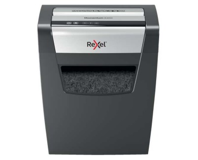 Rexel Momentum X410 Destructora de Papel Manual Corte Confeti P-4 - Destruye hasta 10 Hojas - Capacidad de la Papelera 23L - Color Negro/Plata