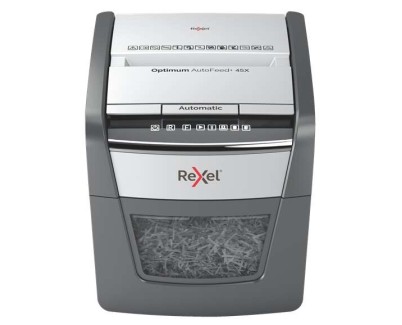 Rexel Optimum AutoFeed 45X Destructora Automatica de Corte en Particulas- 20L - Alimentacion Automatica 45 hojas - Ranura Manual 6 Hojas - Anti Atasco