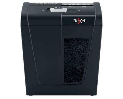 Rexel Secure S5 Destructora de Papel Manual Corte en Tiras P-2 - Destruye hasta 5 Hojas - Capacidad de la Papelera 10L - Color Negro