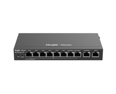 Ruijie RG-EG210G-P-V3 Router Gestionado - 10 Puertos - 8x PoE 110W - Soporta hasta 4 Enlaces WAN - 600Mbps - Capacidad hasta 200 Usuarios - Gestion en la Nube - Color Gris Oscuro
