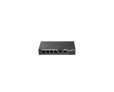Ruijie RG-ES206GS-P Switch de Sobremesa - 6 Puertos - Velocidad hasta 1Gbps - Rj45/SFP Combo hasta 1Gbps - PoE/PoE+ hasta 54W - Carcasa de Acero Gestion Inteligente - Color Negro