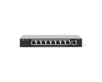 Ruijie RG-ES209GC-P Switch de Sobremesa - 9 Puertos - Velocidad hasta 1Gbps - PoE/PoE+ hasta 120W - Carcasa de Acero - Gestion Inteligente - Color Negro