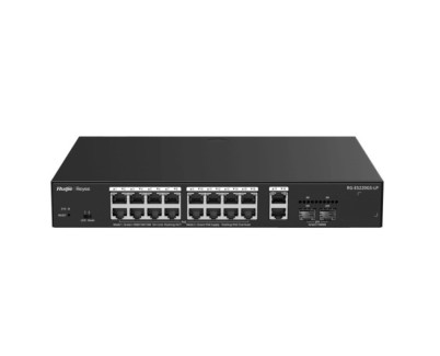 Ruijie RG-ES220GS-LP Switch - 18 Puertos Ethernet hasta 1Gbps - 2x SFP 1Gbps - PoE/PoE+ hasta 130W - Gestionado en la Nube - Color Negro