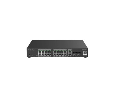 Ruijie RG-ES220GS-P Switch de Sobremesa - 18 Puertos Ethernet hasta 1Gbps - 2x SFP 1Gbps - PoE/PoE+ hasta 250W - Carcasa de Acero - Gestion Inteligente - Color Negro