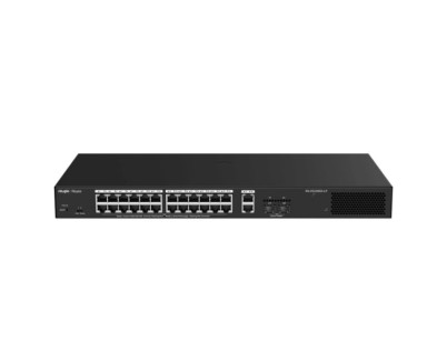 Ruijie RG-ES228GS-LP Switch - 26 Puertos Ethernet hasta 1Gbps - 2x SFP 1Gbps - PoE/PoE+ hasta 250W - Gestionado en la Nube - Color Negro
