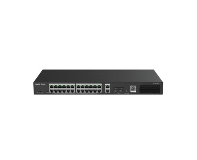 Ruijie RG-ES228GS-P Switch de Sobremesa - 26 Puertos Ethernet hasta 1Gbps - 2x SFP 1Gbps - PoE/PoE+ hasta 370W - Carcasa de Acero - Gestion Inteligente - Color Negro