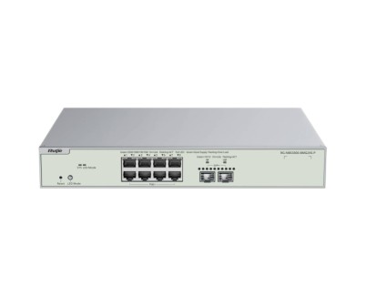 Ruijie RG-NBS3300-8MG2XS-P Switch Gestionado en Capa 2 - 8 Puertos Ethernet hasta 2.5Gbps - 2x SFP+ hasta 10Gbps - PoE/PoE+ hasta 240W - Fuente de Alimentacion Fija - Color Acero