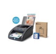 Safescan 155-S Pack de Detector Automatico de Billetes Falsos - Bateria y Apilador Incluidos - Verifica, Cuenta y Apila