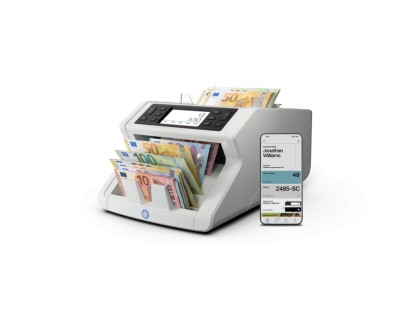 Safescan 2485-SC Contadora de Billetes - Puede Contar Billetes de Euro Mezclados - Capacidad hasta 300 Billetes - Incluye App Safescan - Deteccion de Billetes Falsos