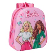 Safta Barbie Mochila 3D - Asa de Mano - Portabotellas Lateral - 27x33x10cm - Color Rosa