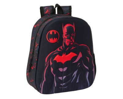 Safta Batman Mochila 3D - Asa de Mano - Portabotellas Lateral - 27x33x10cm - Color Negro