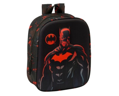 Safta Batman Mochila Guarderia 3D - Asa de Mano - Compartimento Principal con Cremallera - 22x27x10cm - Color Negro