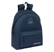 Safta Benetton Basics Antracita Mochila - Bolsillo Frontal - Hombreras Acolchadas - Doble Tirador en Cremallera - Asa Superior - 20.80L - 330x150x420mm - Color Azul Marino