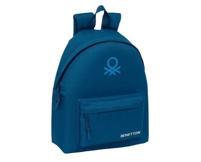 Safta Benetton Basics Marino Mochila - Bolsillo Frontal - Hombreras Acolchadas - Doble Tirador en Cremallera - Asa Superior de Transporte - 20.80L - 330x150x420mm - Color Azul Oscuro