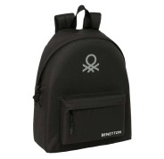 Safta Benetton Basics Mochila - Bolsillo Frontal - Hombreras Acolchadas - Espalda Ergonomica - Doble Tirador - Asa Superior - 20.80L - 330x150x420mm - Color Negro