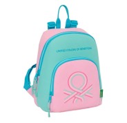 Safta Benetton Dolce Mini Mochila - Bolsillo Frontal - Cremallera Doble - Bolsillo Interior Seguro - Bolsillo Trasero - Hombreras Ajustables - Asa Superior - 250x130x300mm - Color Rosa Pastel