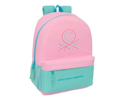 Safta Benetton Dolce Mochila Adaptable a Carro - Bolsillos Laterales - Doble Tirador en Cremallera - Ergonomia Acolchada - Asa Superior - 19L - 300x140x460mm - Color Rosa Pastel