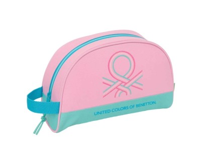 Safta Benetton Dolce Neceser de 5L - Cremallera - Asa Lateral - Adapatable a Carro - Bolsillo Interior - 280x100x180mm - Color Rosa Pastel