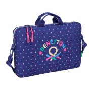 Safta Benetton Drop Maletin para Portatil hasta 15.6\" - Cremallera - Interior Acolchado - Asas de Mano - Doble Cremallera - 4L - 400x40x270mm - Color Azul Oscuro