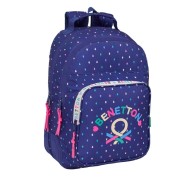 Safta Benetton Drop Mochila con 2 Compartimentos - Antirozaduras - Adaptable a Carro - Portabotellas - Tirador Doble - Hombreras Acolchadas - 20L - 320x150x420mm - Color Azul Oscuro