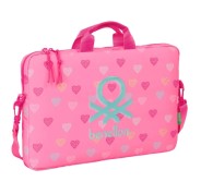 Safta Benetton Heart Maletin para Portatil hasta 15.6\" - Interior Acolchado - Bandolera Ajustable - Asas de Mano - Doble Tirador - 4L - 400x40x270mm - Color Rosa