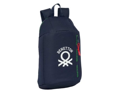 Safta Benetton Together Mini Mochila - Hombreras Ergonomicas - Bolsillo Frontal - Asa Superior - 8.5L - 220x100x390mm - Color Azul Marino