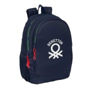 Safta Benetton Together Mochila Adaptable a Carro - Bolsillos Laterales - Dos Compartimentos - Tirador Doble - Hombreras Acolchadas - Asa Superior - 23L - 320x160x440mm - Color Azul Marino