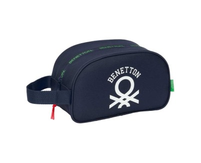 Safta Benetton Together Neceser de 5L - Cremallera - Asa Lateral - Adapatable a Carro - 260x120x150mm - Color Azul Marino